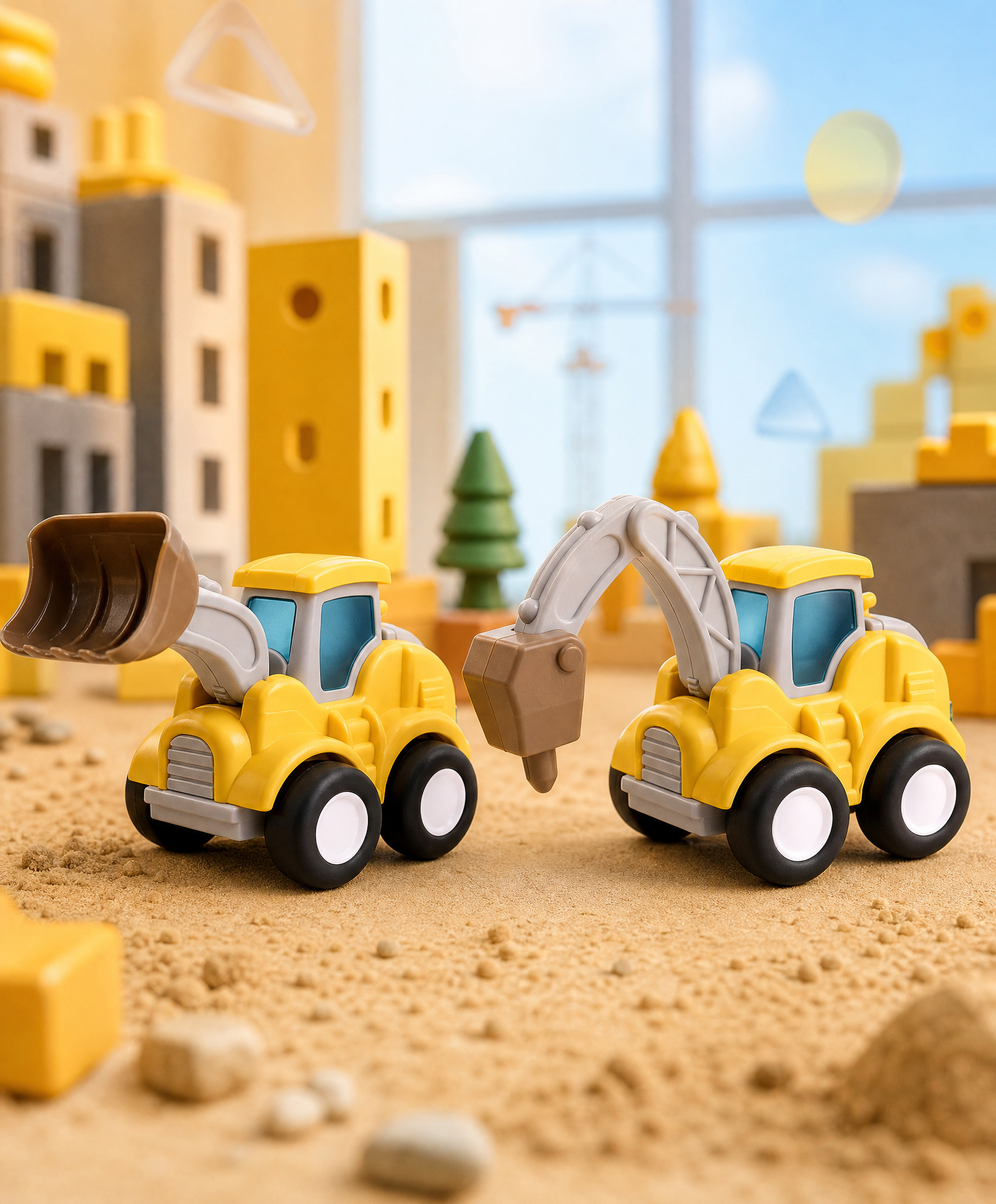 Babyhug Press & Go Mini Bulldozer & Driller Truck Toy with Flexible Joints for Toddlers| Early Learning & Development| Pretend Play Toy| Fun Toy for 3+ Years Kids |BIS Certified| Pack of 2-image-6