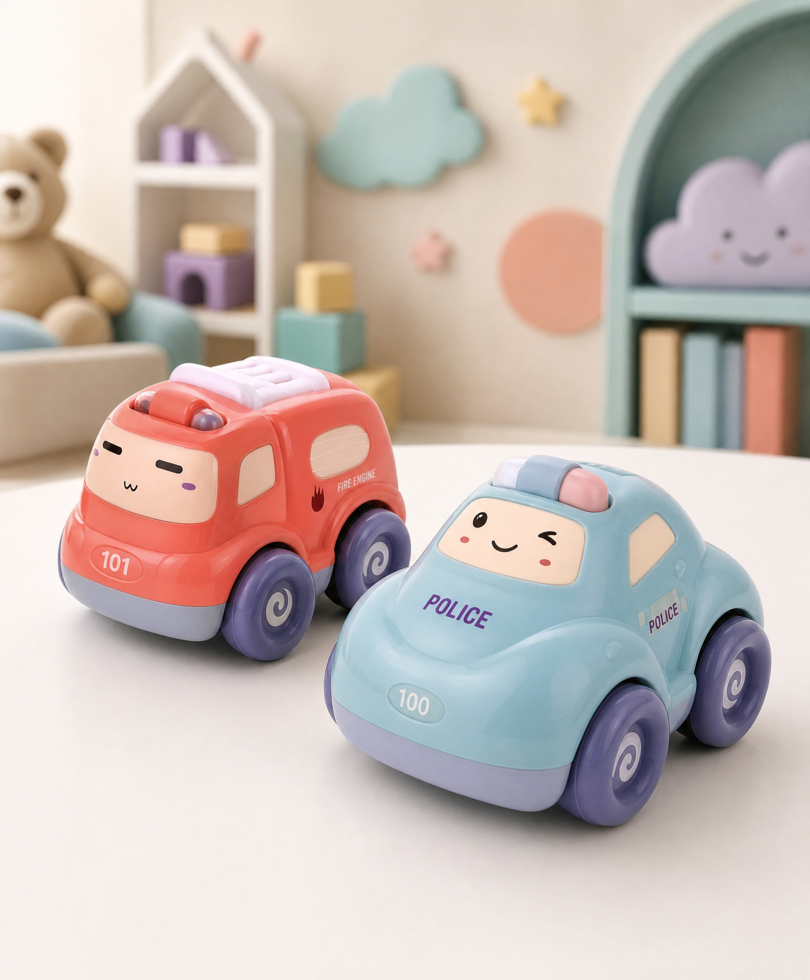 Play Nation Pull Back Fire and Police Emergency Vehicle Toy Pack of 2 - Blue & Red| Car with Light & Sound| Ideal Gift for Kids 3 Years+| Motor Skill & Sensory Development|BIS certified| Role Play Toy-image-37