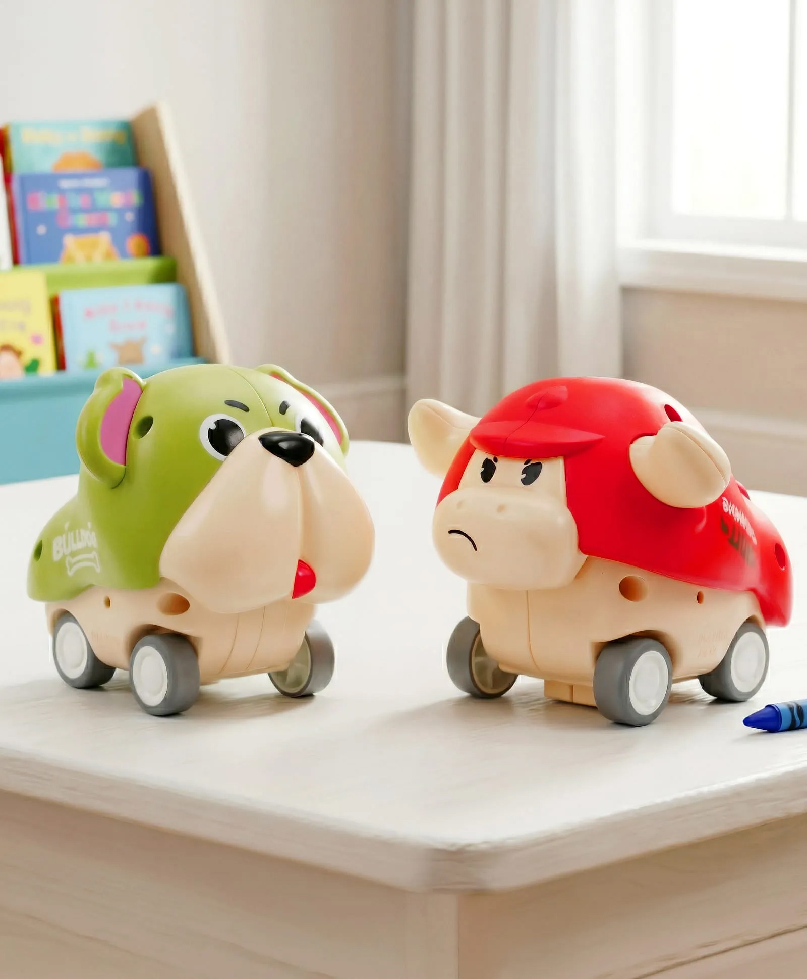 Play Nation Press & Go Bulldog & Bull Character Cars for Toddlers Pack of 2| Animal Mini Racing Car for Early Learning| Pretend Play Fun Toy| Gifting Idea for 3+ Years| (Colour May Vary)-picture-36