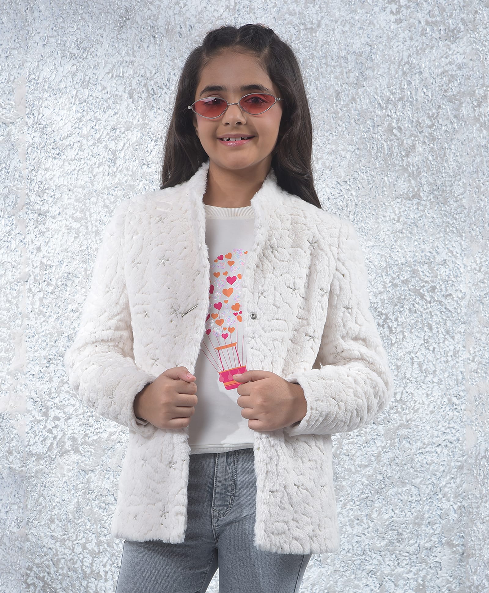 CRIMSOUNE CLUB Knit Full Sleeves Beads & Sequin Embellished Winter Coat - White-picture-30