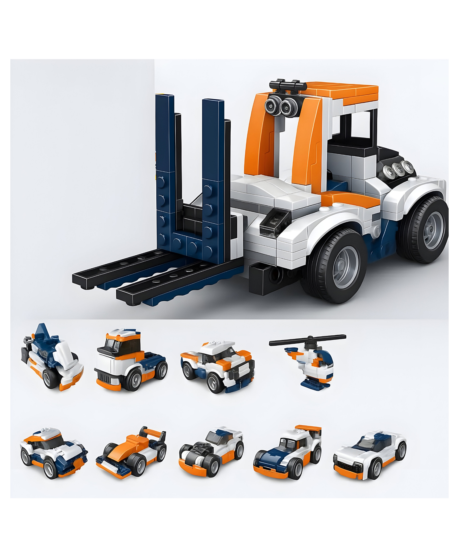 NEGOCIO 10-in-1 Engineering Vehicles Building Blocks Set 222+ Pieces Creative Construction Toy for Kids Includes Instruction Manual Ideal- PACK OF 1- COLOR MAY VARY-picture-13
