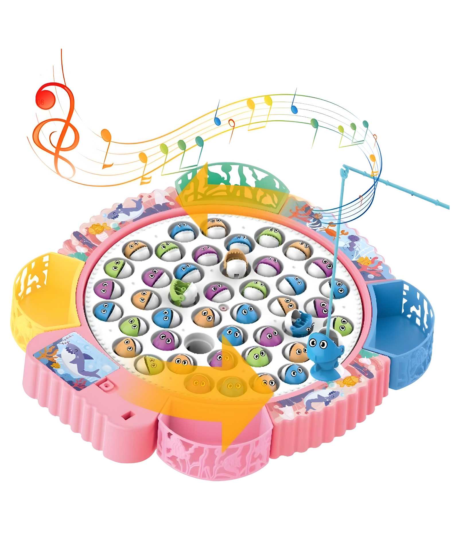 NEGOCIO Parent-child Interactive Education Plastic Go Fishing Kids Toy Electric Children Rotate Fishing Game Toys- PACK OF 1- COLOR MAY VARY