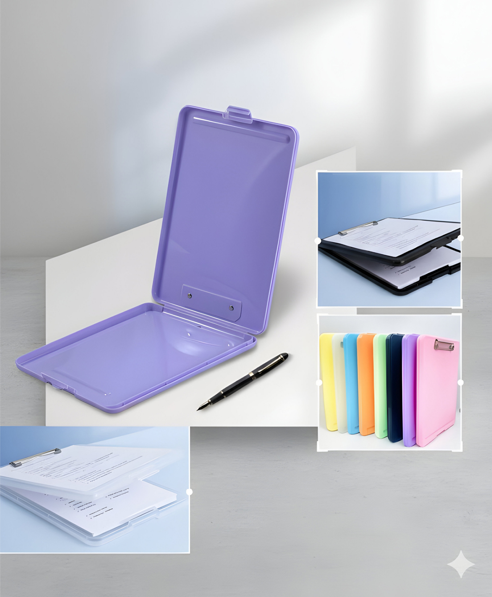SCHOOLISH Foldable Letter Size Plastic Nurse Storage Clipboard Clip-Environmentally Friendly PACK OF 1 - COLOR MAY VARY-image-1