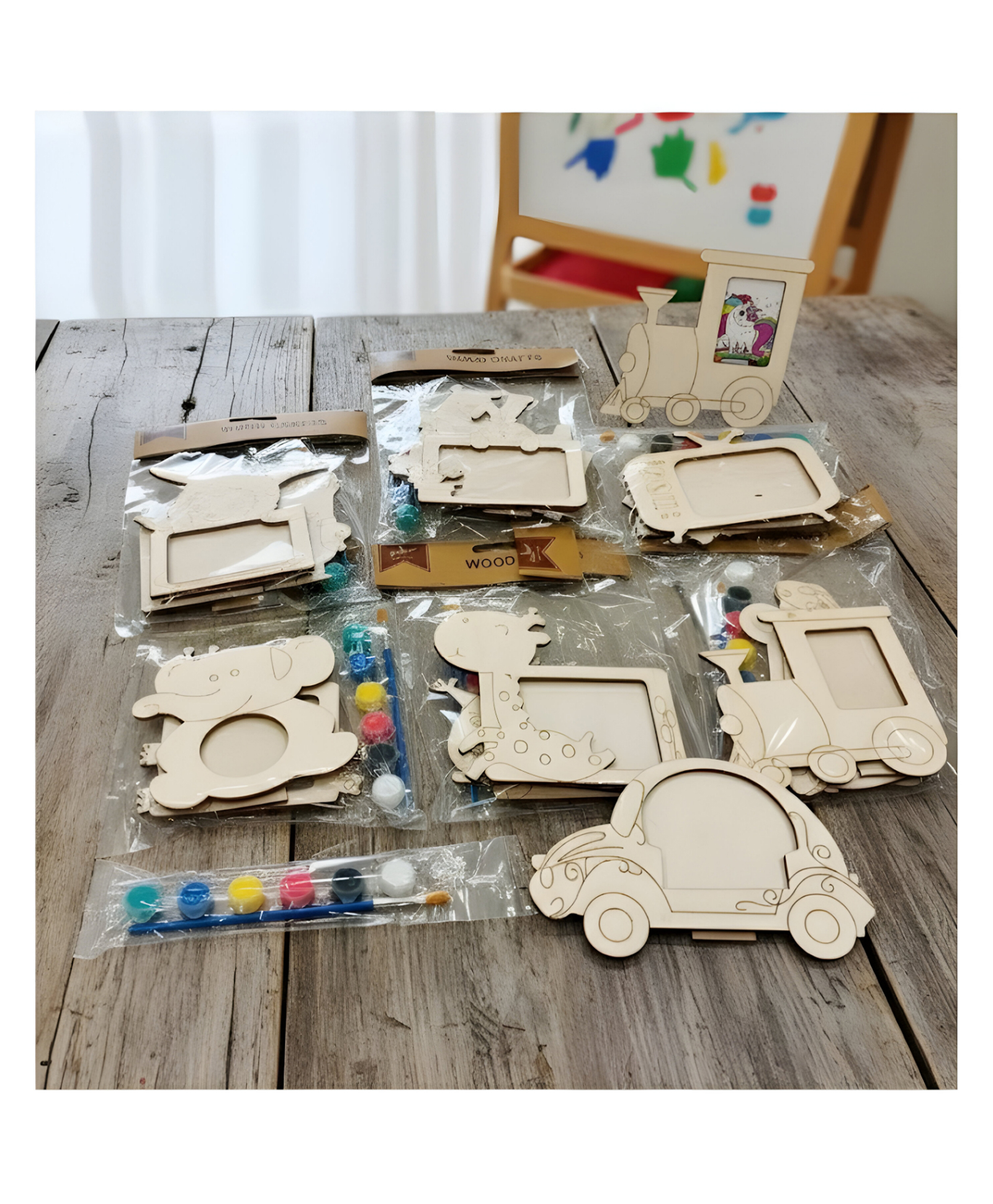 NEGOCIO Wooden Photo Frame Factory Wholesale Children's DIY Graffiti Photo Frame - Pack of 1 - Color May Vary-image-8