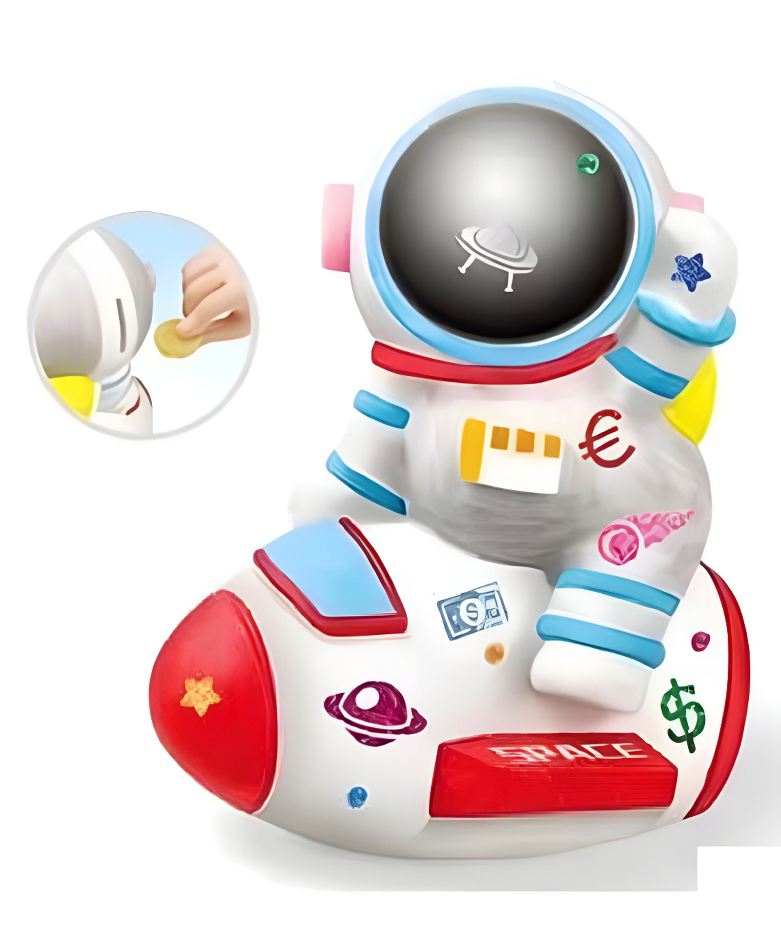 NEGOCIO Drawing Toys DIY Colorful Astronaut Spot Stickers Painted Piggy Bank For Kids - PACK OF 1 - COLOR MAY VARY-picture-24