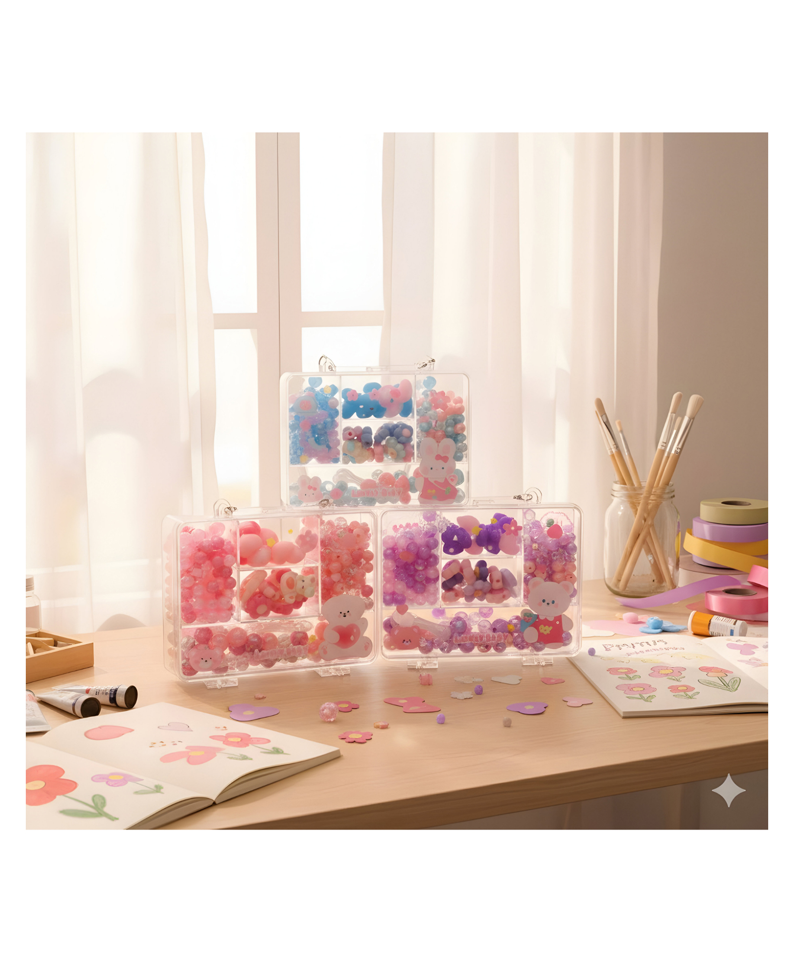 NEGOCIO Bead Jewelry Making Kit for Kids Girls Creativity Cute Beading Kits with animal design Heart Charms Beads for Bracelets Necklaces Hairbands Rings - Pack of 1 - Color May Vary-image-19
