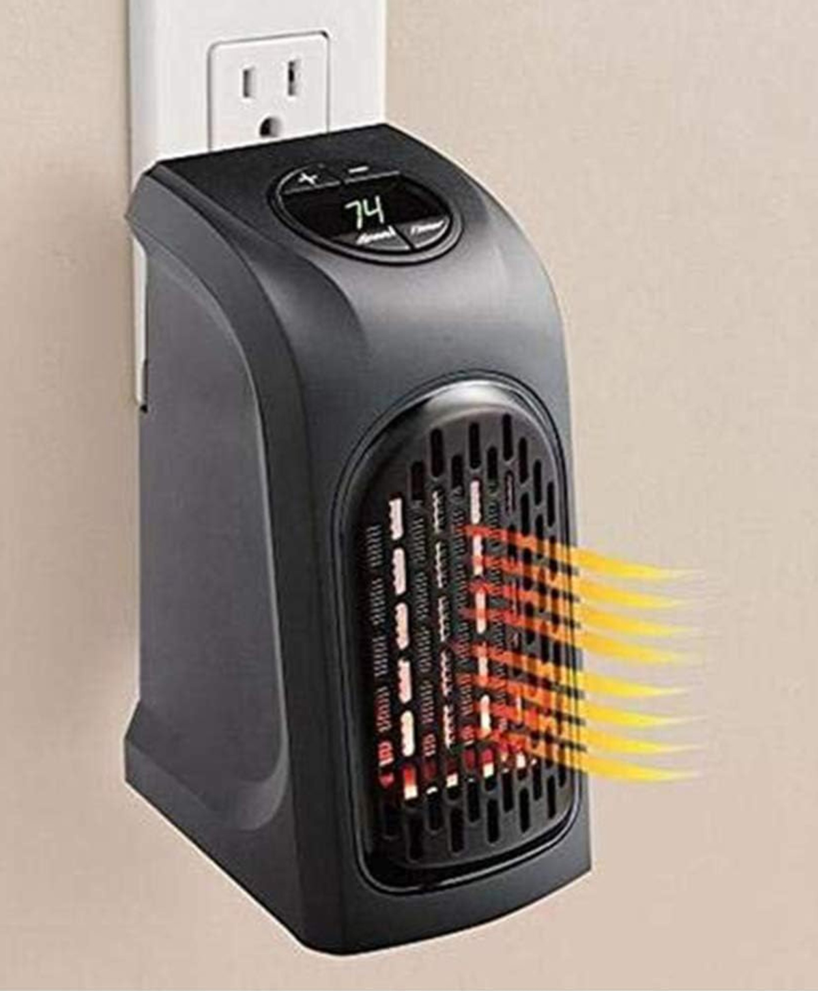 YAMAMA Small Electric Handy Room Heater Compact Plug-in The Wall Outlet Space Heater 400Watts Garage Bathroom Home Handy Air Warmer Blower Adjustable Timer Digital Display - Multicolor-image-3
