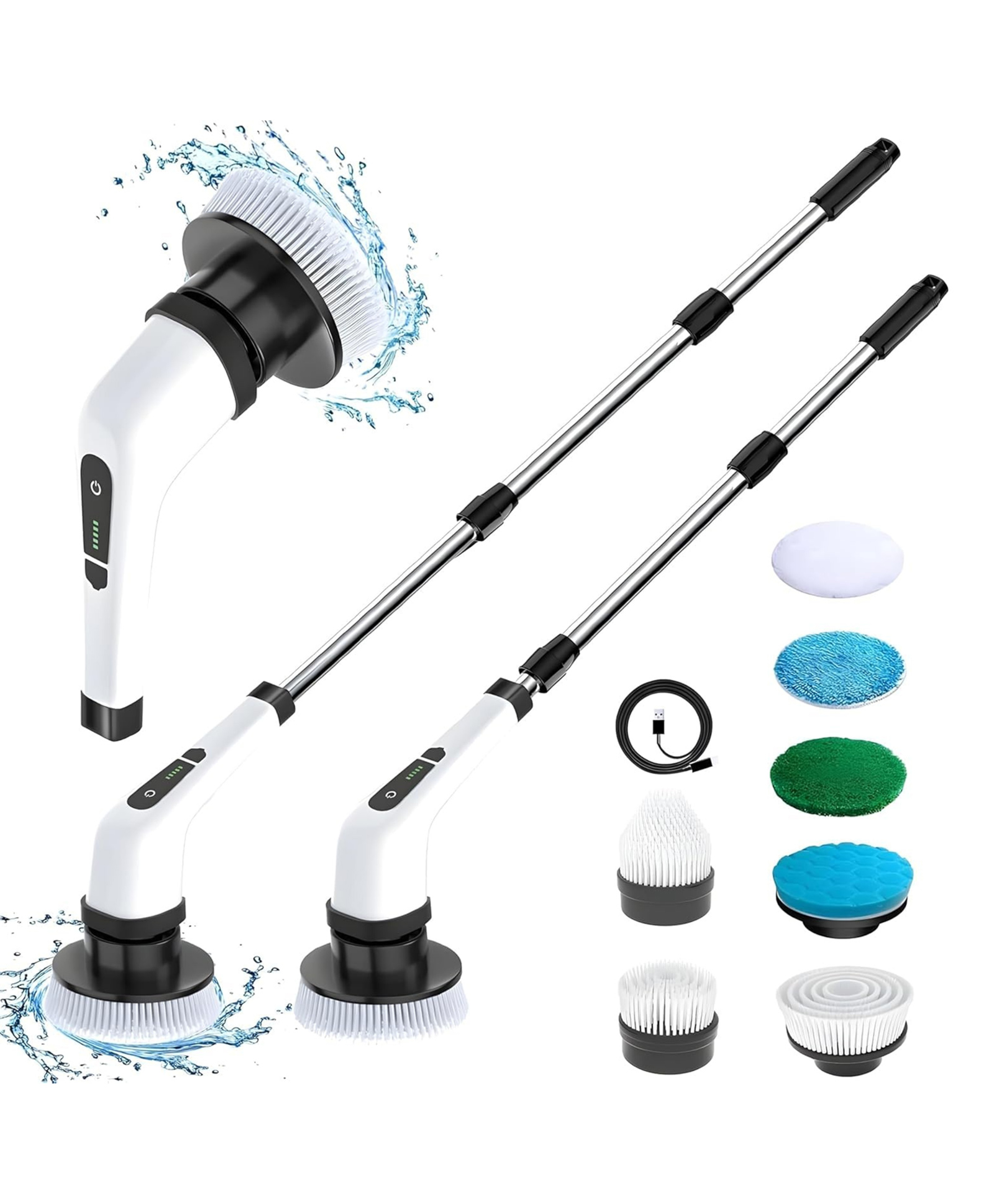 YAMAMA Electric Cleaning Brush | Power Scrubber with Replaceable Brush Heads, Dual Speed, Rechargeable Battery & Extendable Handle | Multi-Surface Bathroom, Tile, Kitchen & Floor Cleaner - Multicolor-image-10