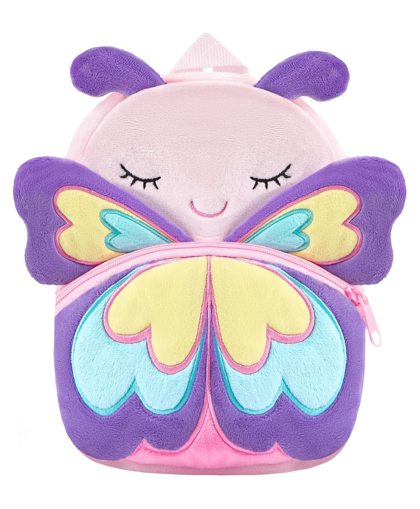 Frantic Premium Quality Pink Rainbow Butterfly school bag for Kids - Height 14 Inches-image-16
