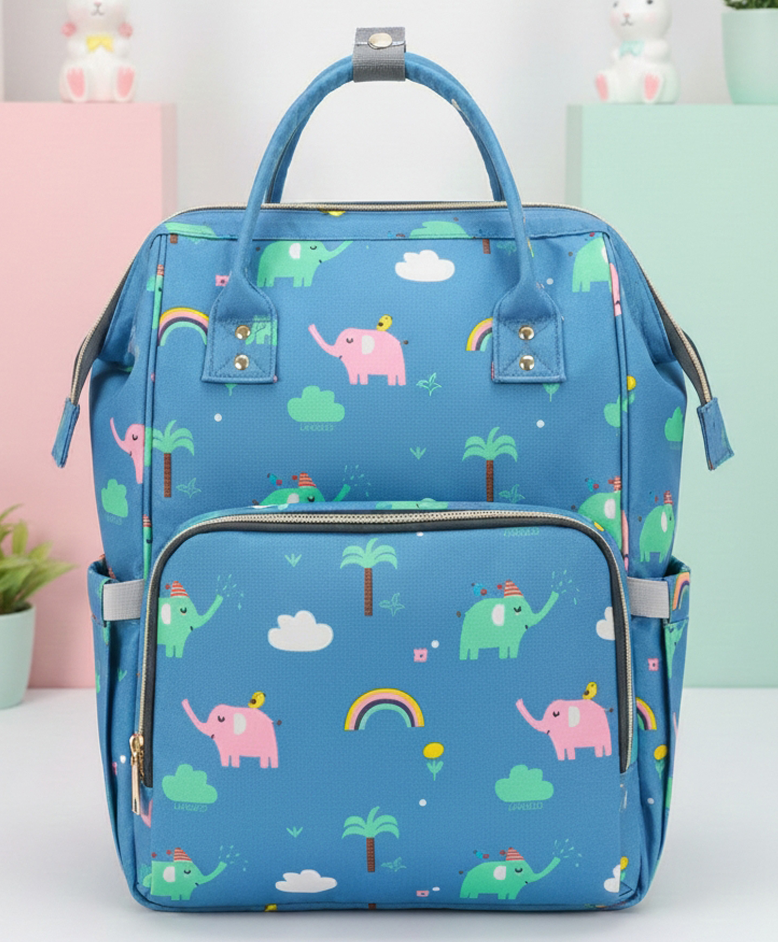 Purple Tots Maternity Diaper Bag Rainbow Print - Blue-image-45