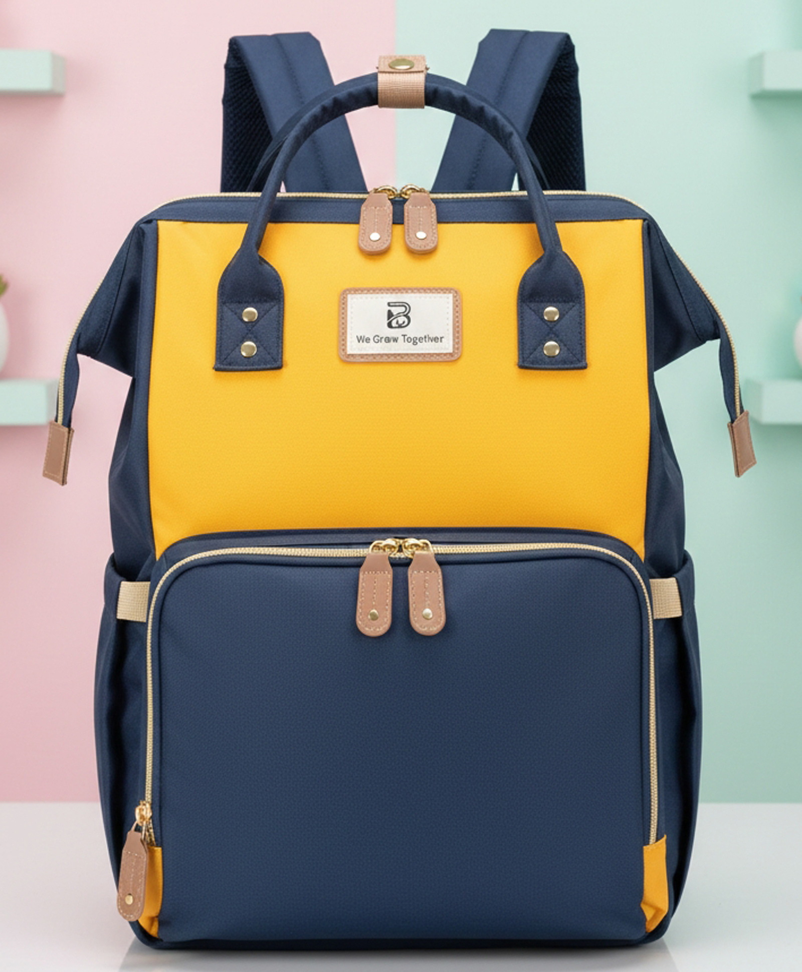 Purple Tots Maternity Diaper Bag - Navy blue - Yellow-image-44