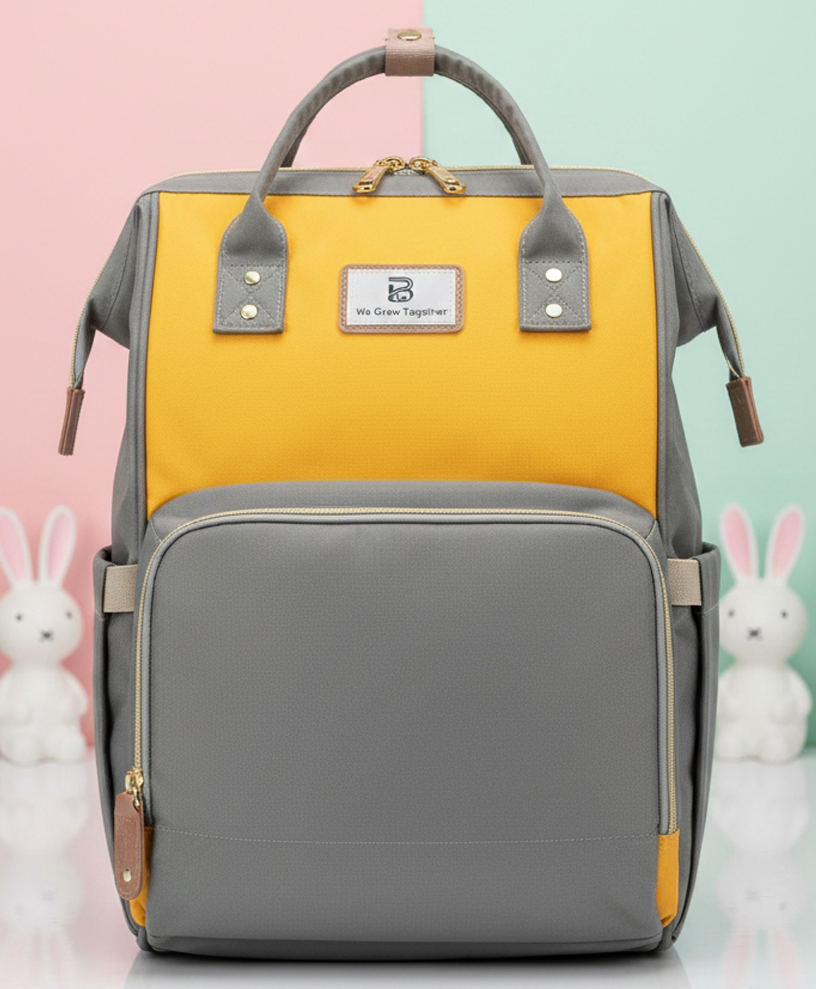 Purple Tots Maternity Diaper Bag - Yellow- Grey-image-49