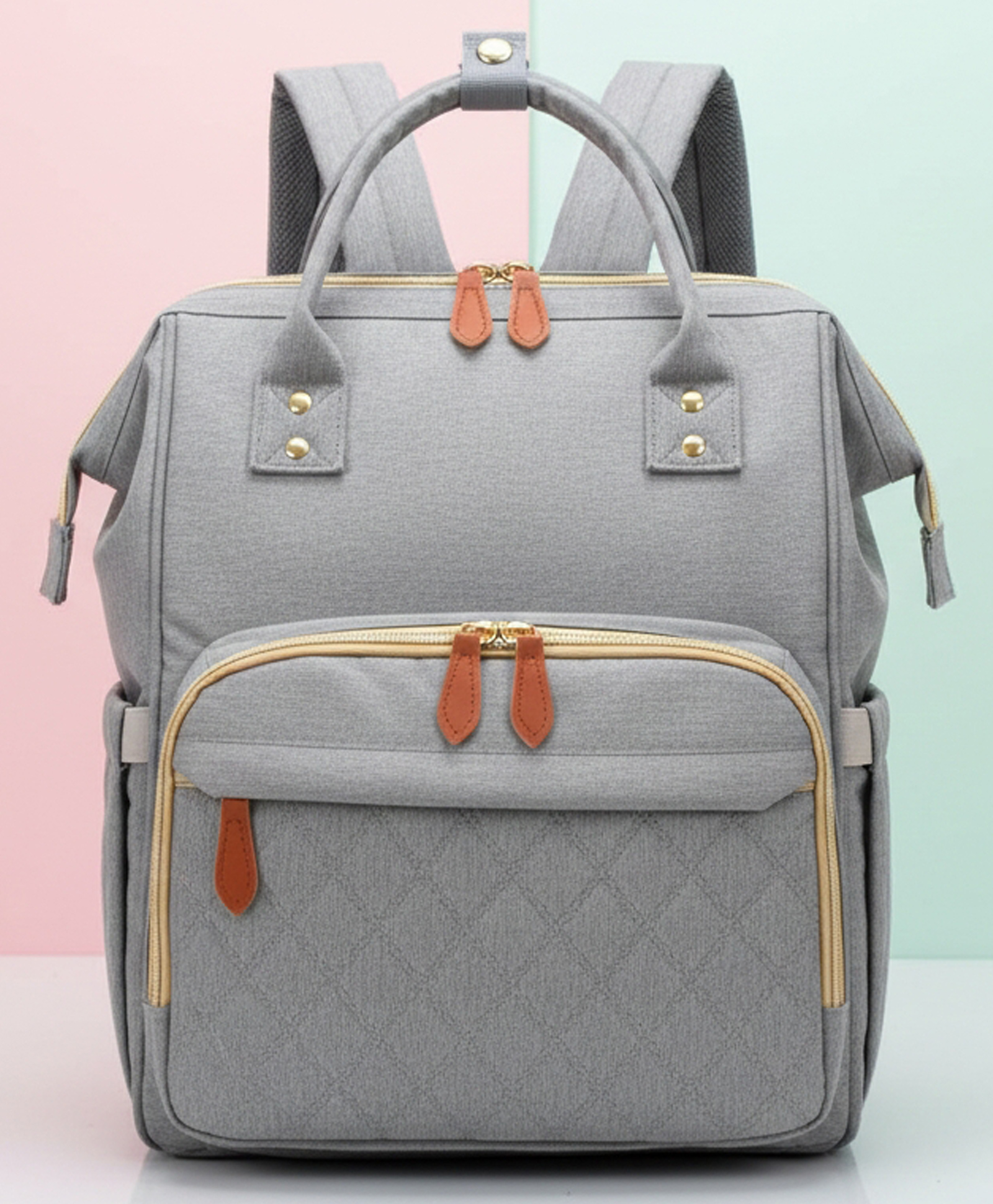 Purple Tots Maternity Diaper Bag - Plain Grey-image-23