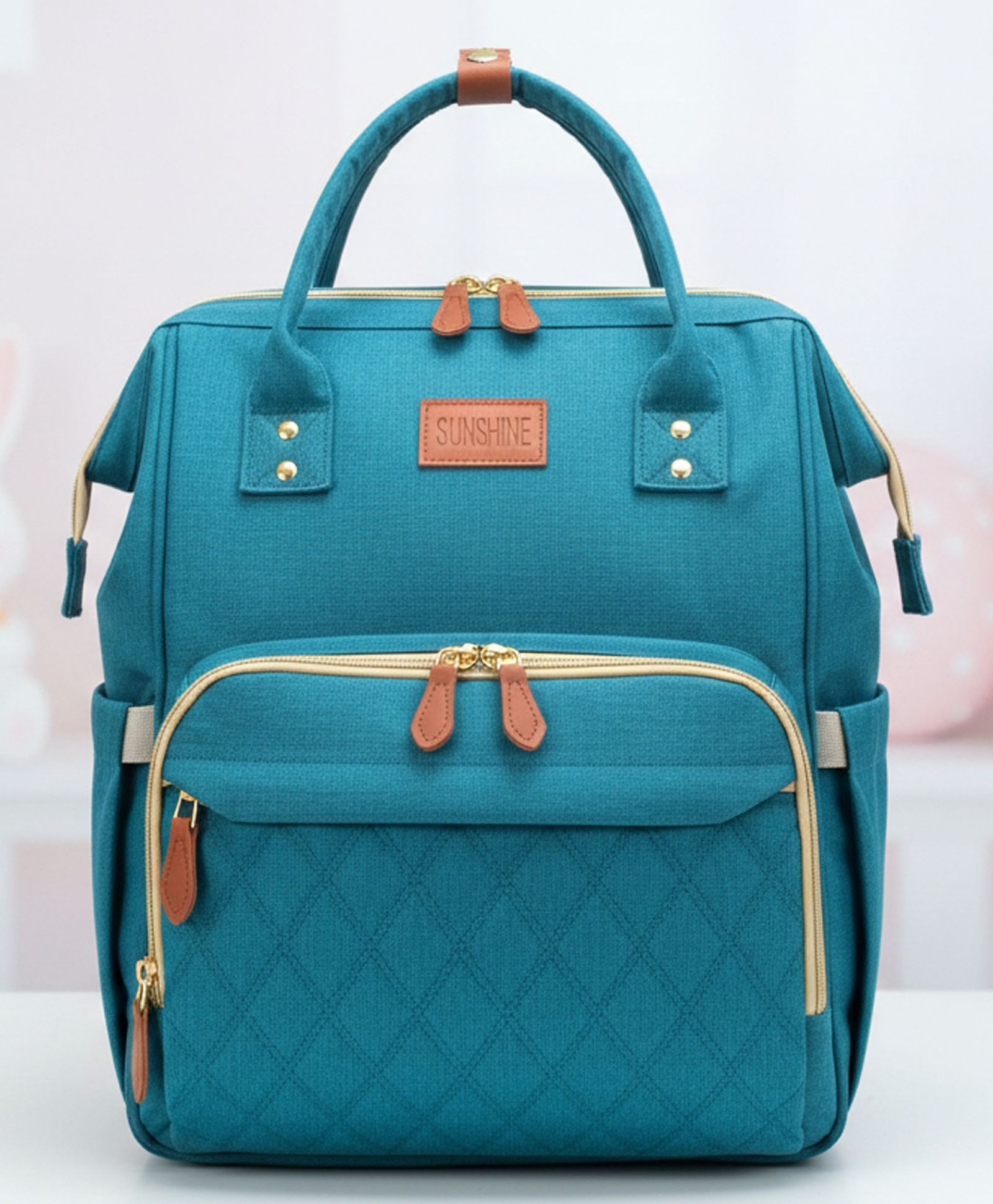 Purple Tots Maternity Diaper Bag - Plain Peacock Green-image-42