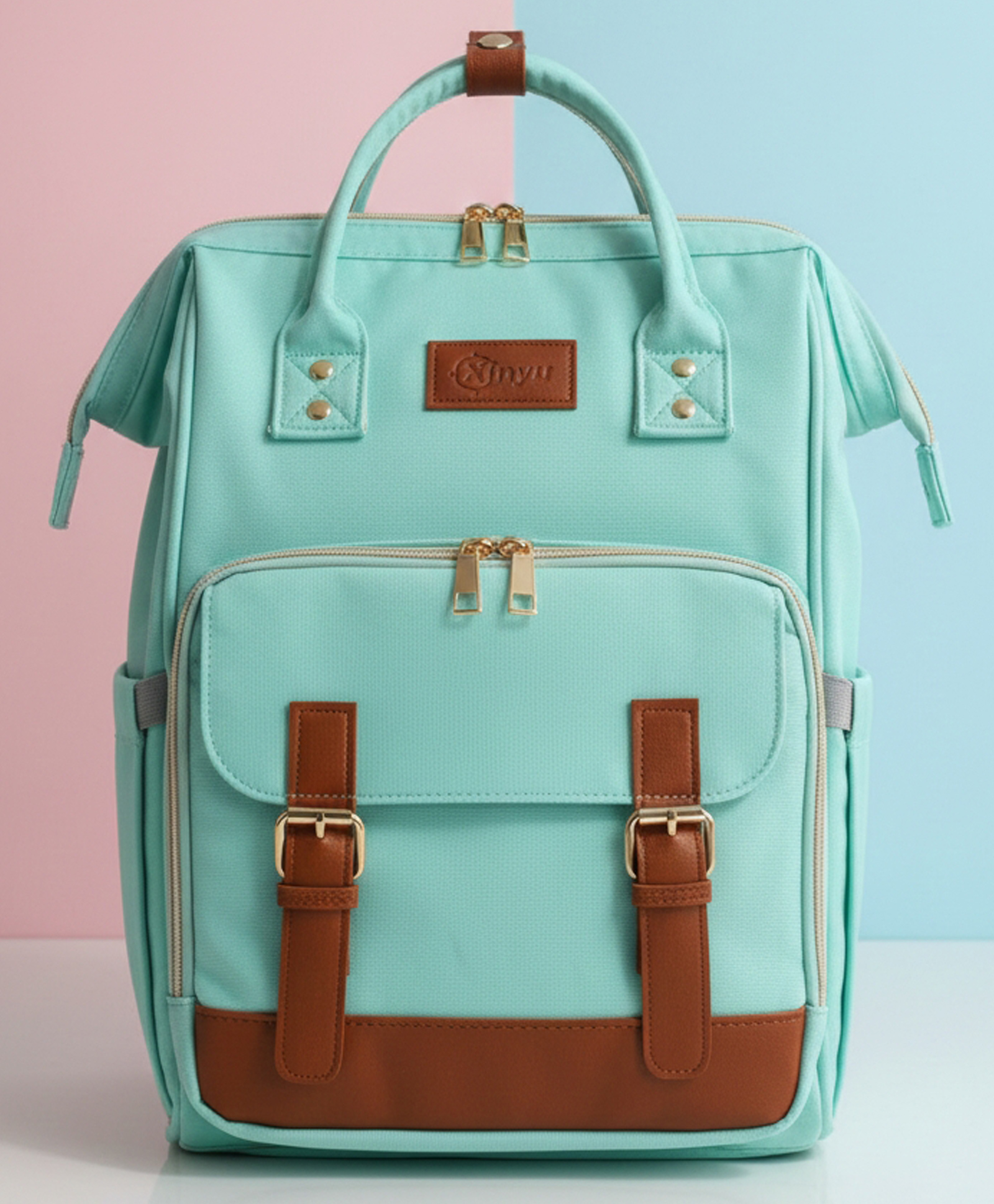 Purple Tots Maternity Diaper Bag - Cyan Leather pattern-picture-25