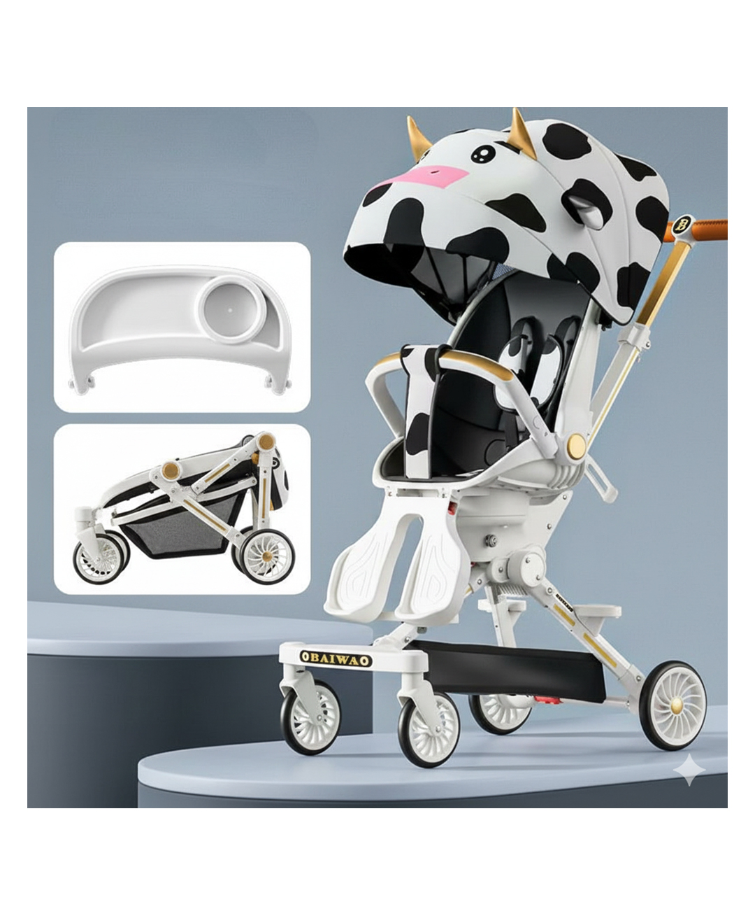 Purple Tots Baby Infant Travel Stroller with Compact Fold - White-picture-14