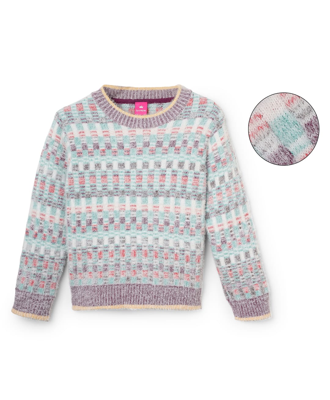 Sportking Knit Full Sleeves Geometric Designed Sweater - Purple-image-20