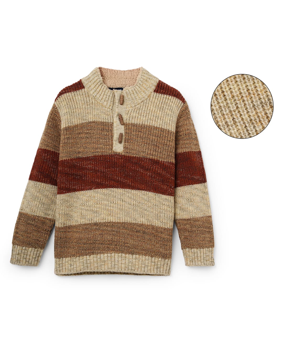 Sportking Knit Full Sleeves Striped Sweater - Beige-image-39