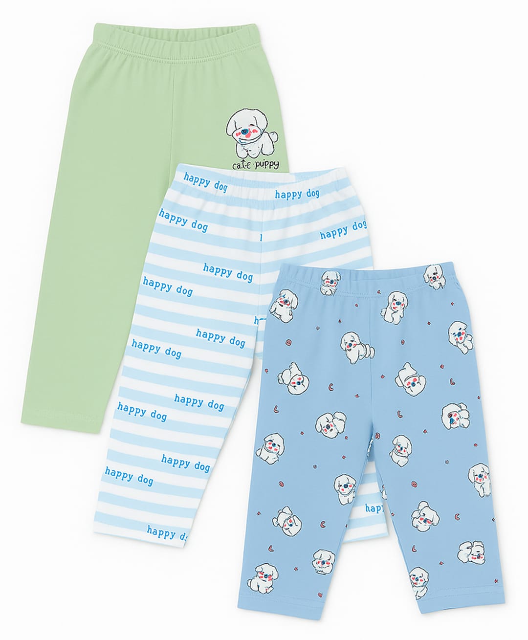 Sportking Cotton Blend Knit Pack Of 3 Striped & Puppy Printed Pajamas - Multi Colour-picture-25