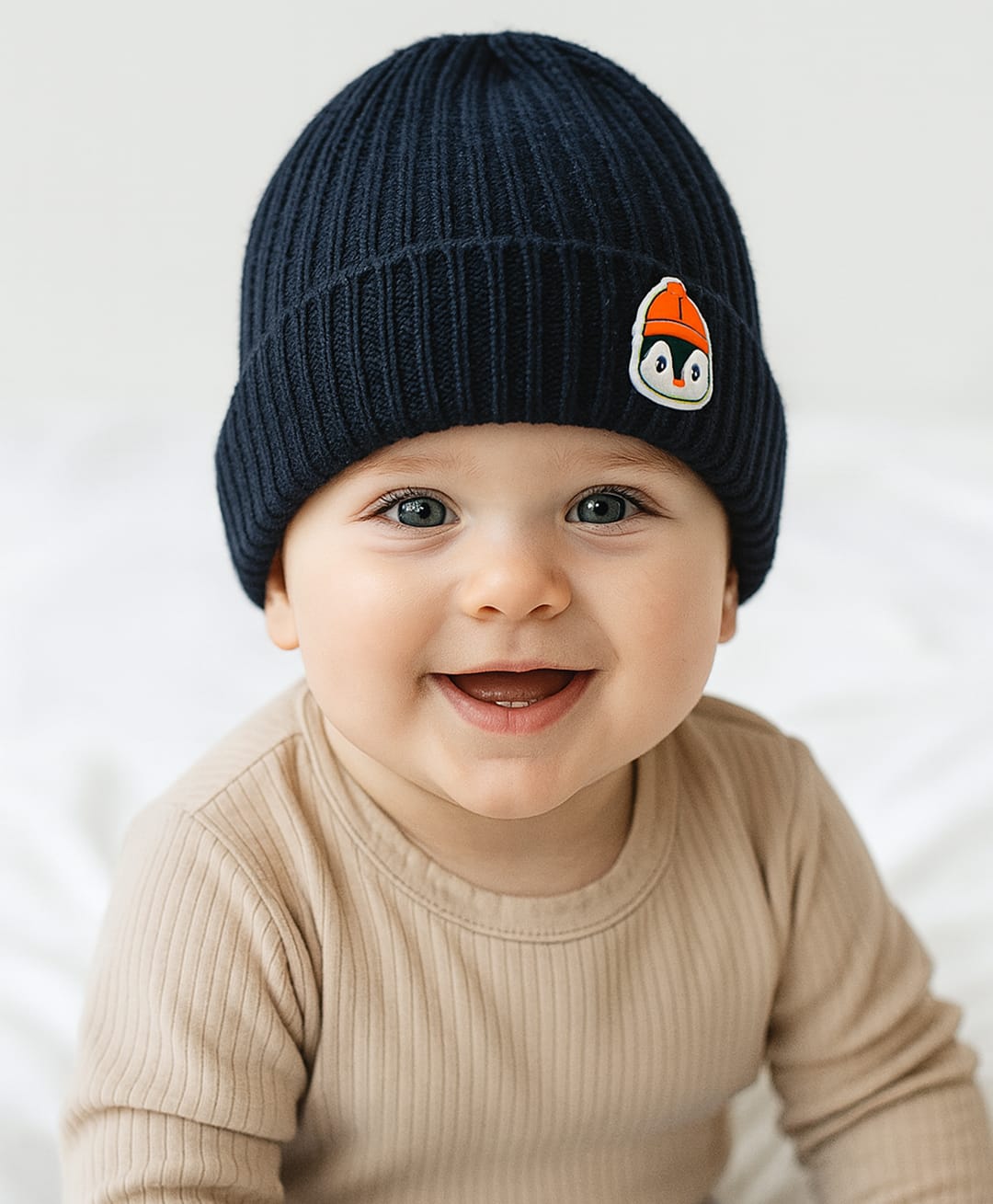 Sportking Knit Penguin Patch Detailed Beanie Cap - Navy Blue - Circumference 33 Cms-picture-12