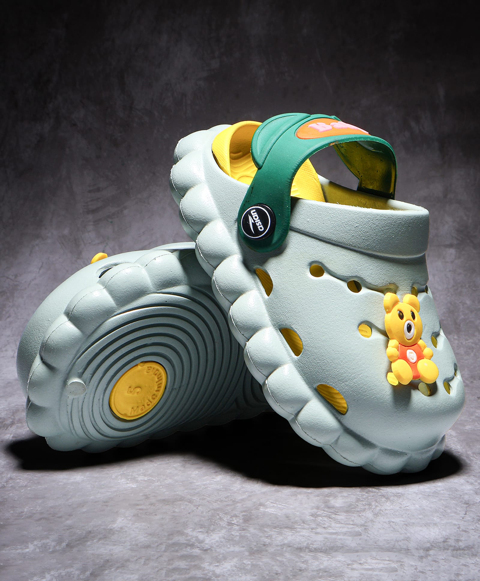 asian Teddy Applique Slingback Closure Clogs - Pista & Yellow-image-48