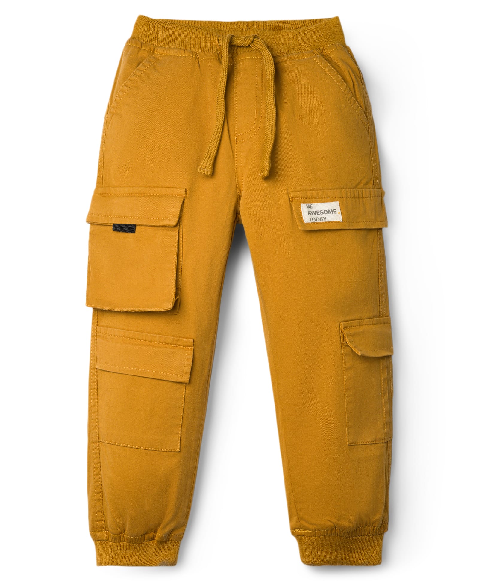 Babyhug Twill Woven Full Length Trouser with Cargo Pockets - Golden Yellow-image-37