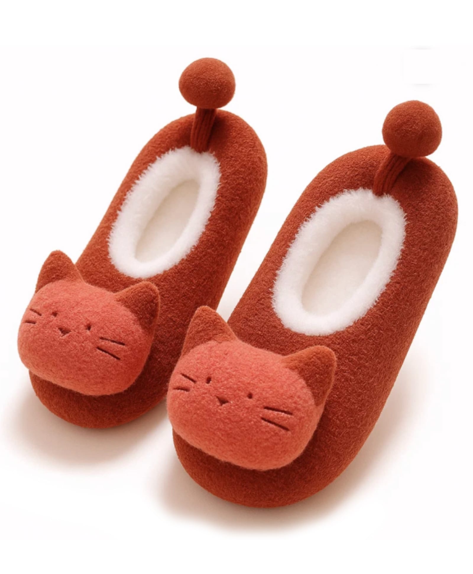Neska Moda Knit Cat Applique Detailed Socks - Wine Red & White-picture-14