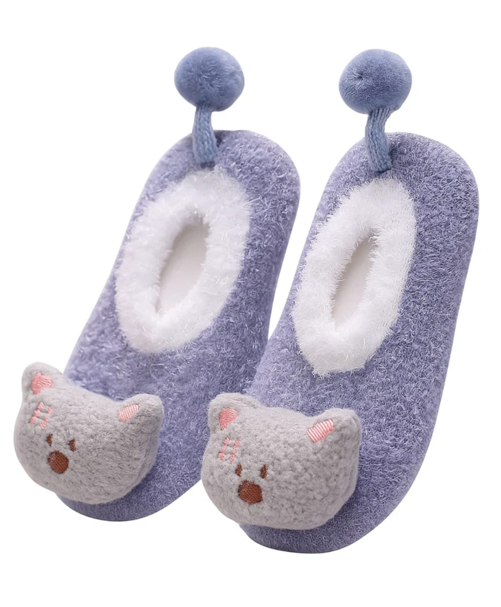 Neska Moda Knit Animal Applique Detailed Socks - Purple & White-picture-15