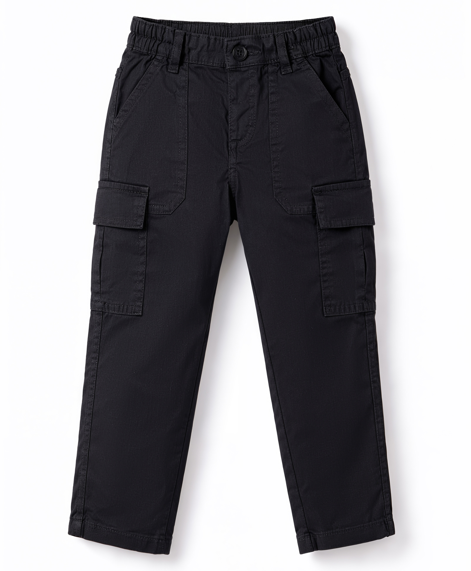 Babyhug Twill Lycra Woven Full Length Solid Color Trousers With Stretch & Pockets - Black-picture-20