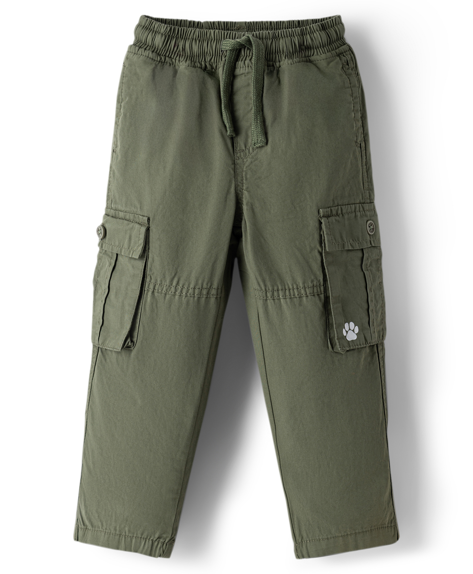 Babyhug 100% Cotton Woven Full Length Solid Trouser With Cargo Pockets - Olive Green-picture-32