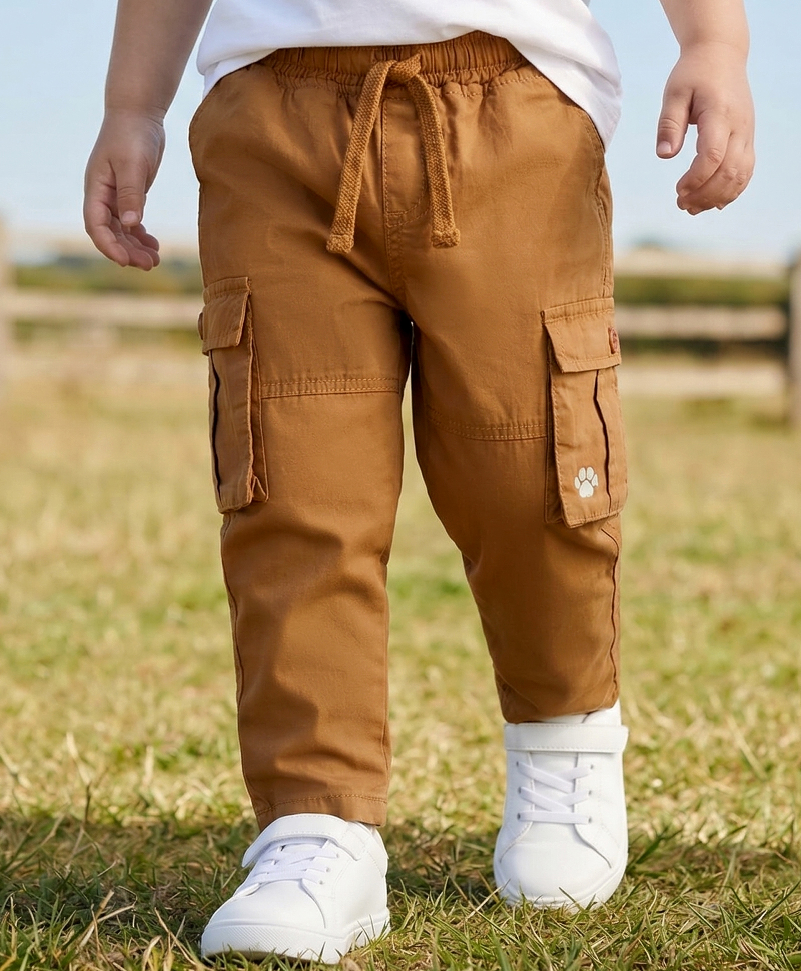 Babyhug 100% Cotton Woven Full Length Solid Trouser With Cargo Pockets - Brown-picture-35