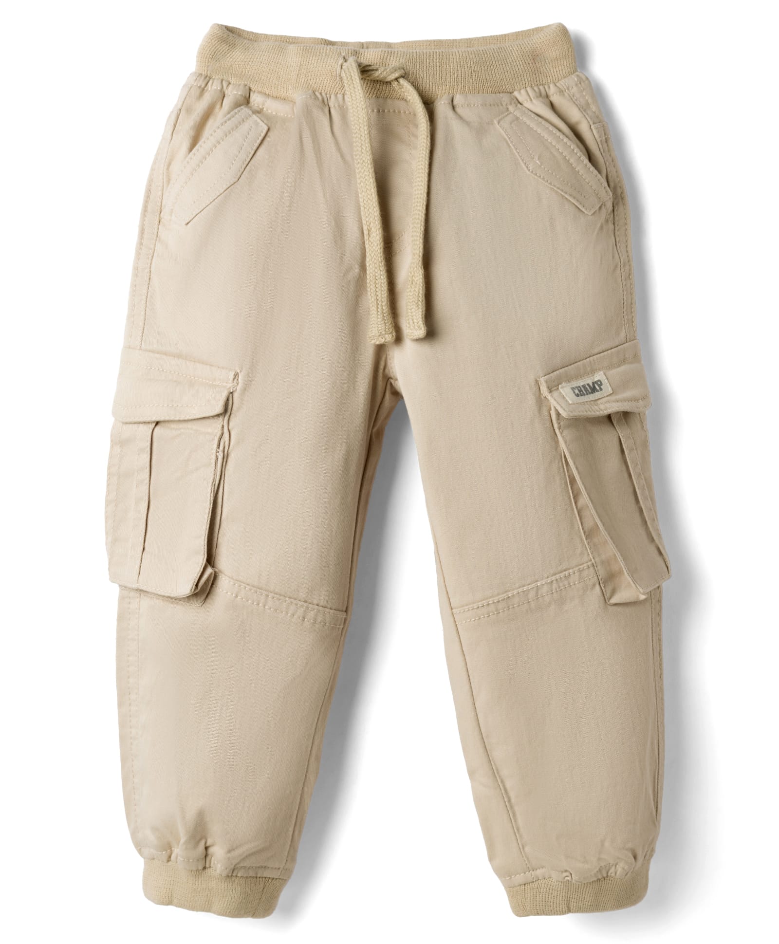 Babyhug Twill Lycra Woven Full Length Cut N Sew Trouser With Cargo Pockets - Khaki