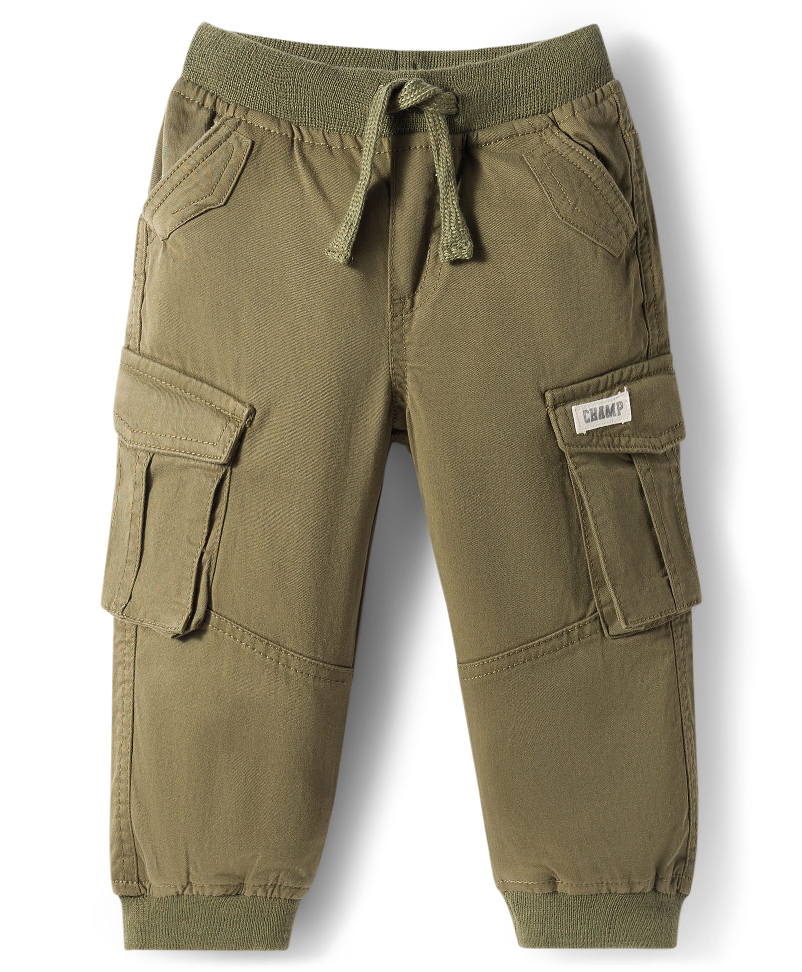 Babyhug Twill Lycra Woven Full Length Cut N Sew Trouser With Cargo Pockets - Olive Green-picture-26
