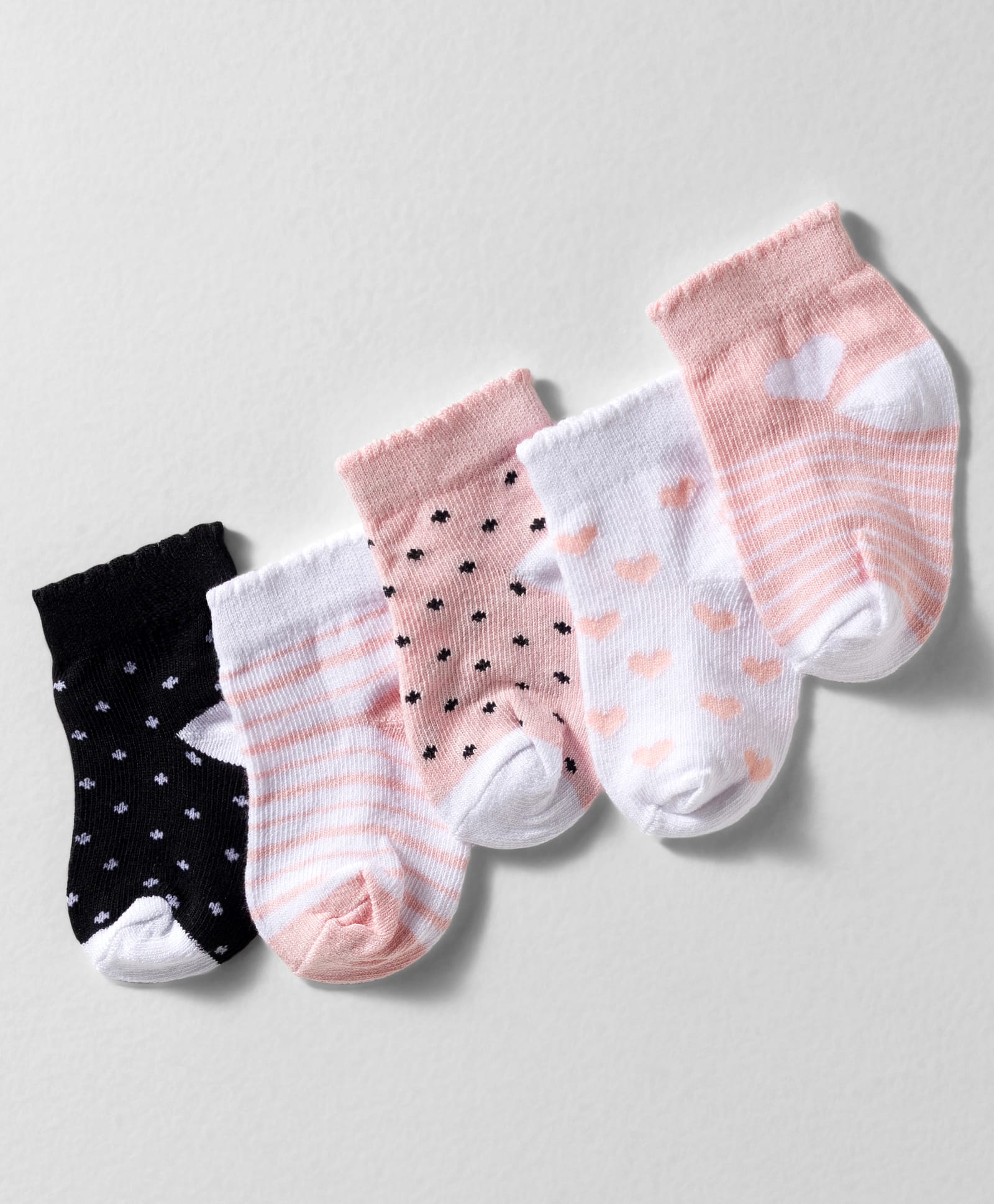 Doodle Poodle Cotton Knit Ankle Length Socks with Heart Design & Stripes Pack of 5 - Multicolor-picture-23