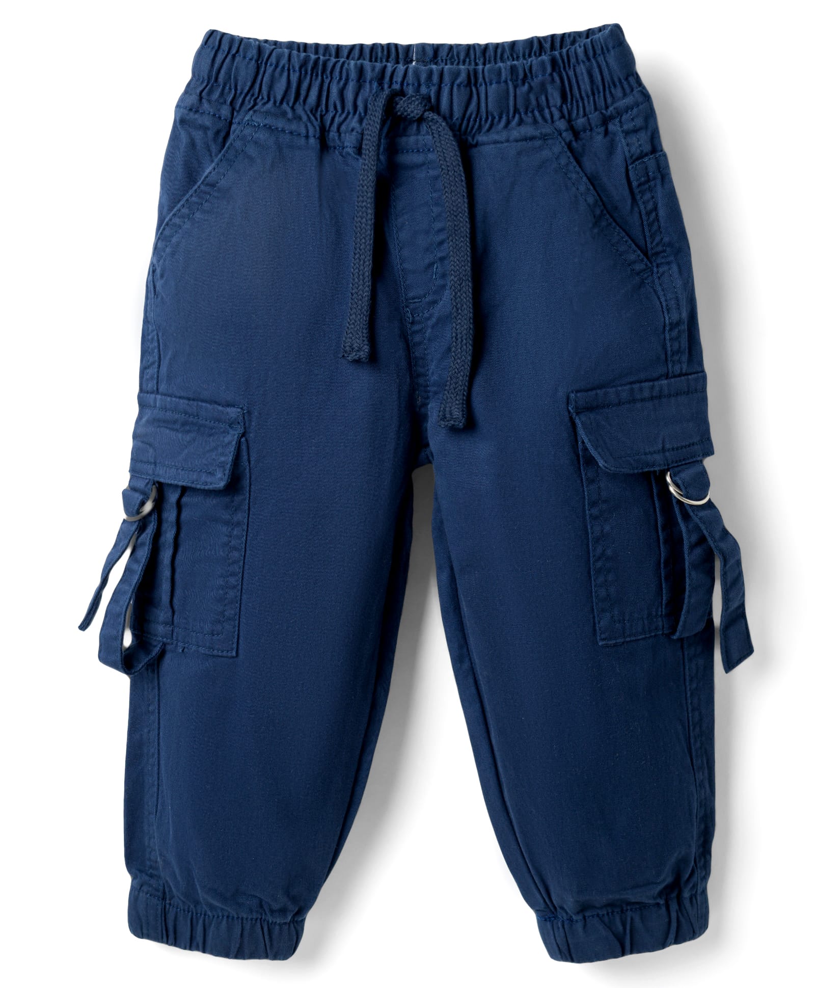 Babyhug Twill Lycra Woven Full Length Cut N Sew Trouser With Cargo Pockets - Navy Blue