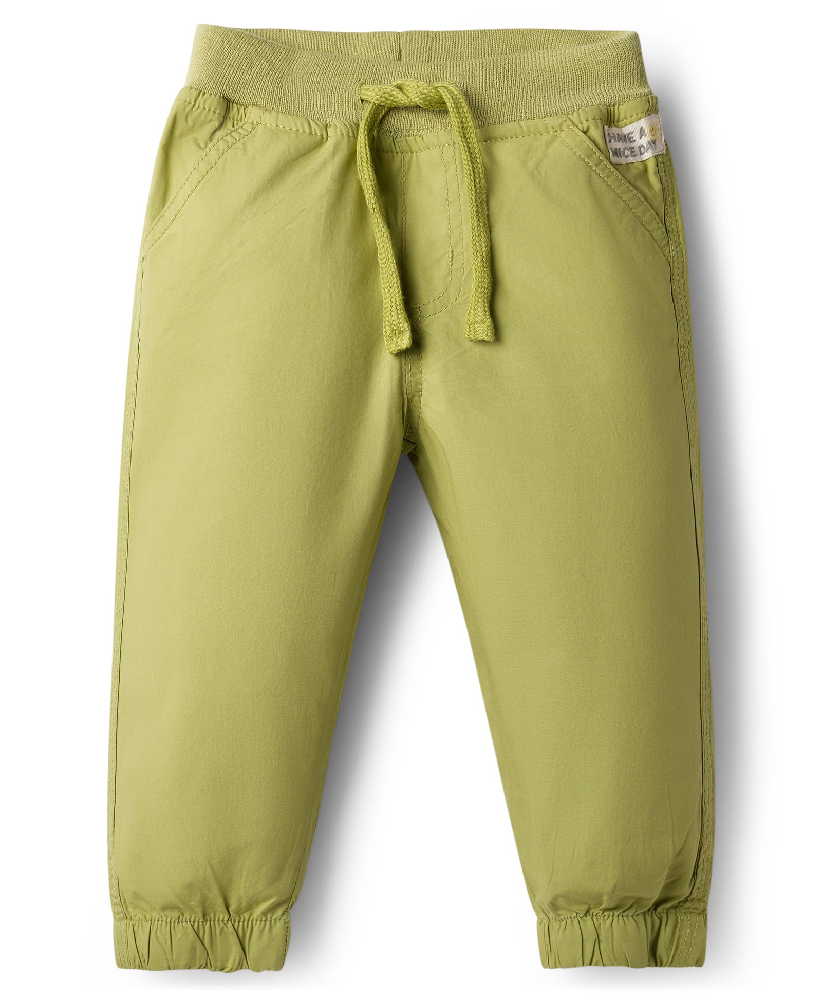 Babyhug Poplin Cotton Woven Full Length Trouser Pants with Patch & Pockets - Light Green-picture-27