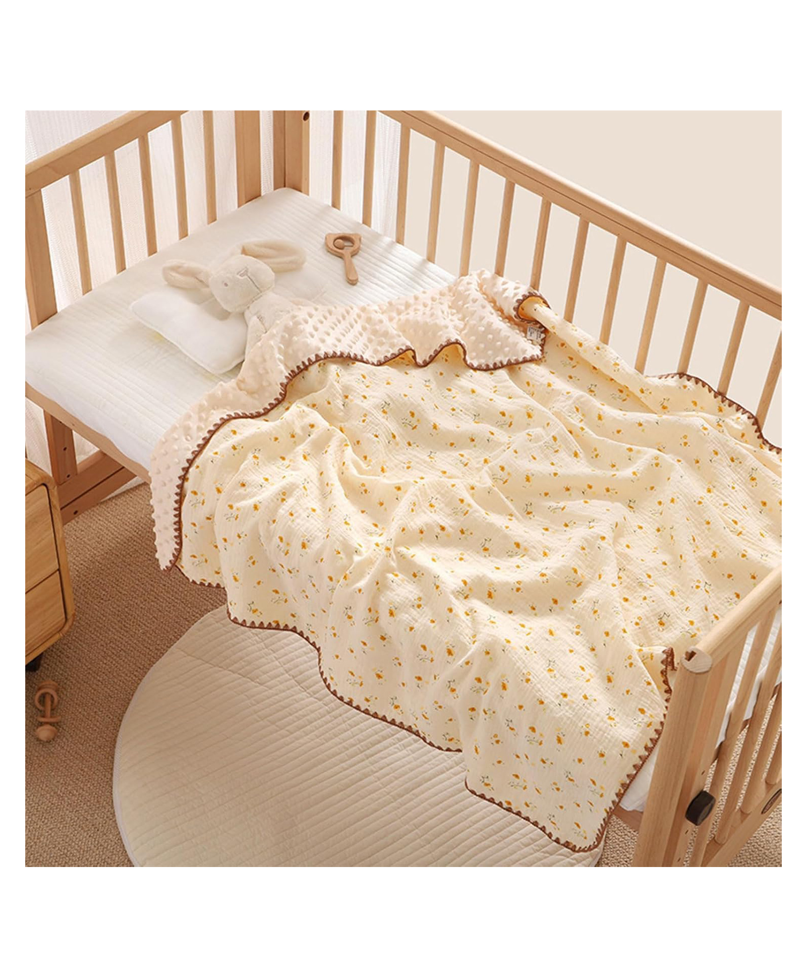 Little Boo Baby Soft Cotton Blanket with Dotted Double Layers Muslin Soft Swaddle for Newborn Baby Receiving Blankets,Toddler,Ultra-Soft Fabric, Wrap(02 Years) (Pack of 1) Print May Vary-image-1