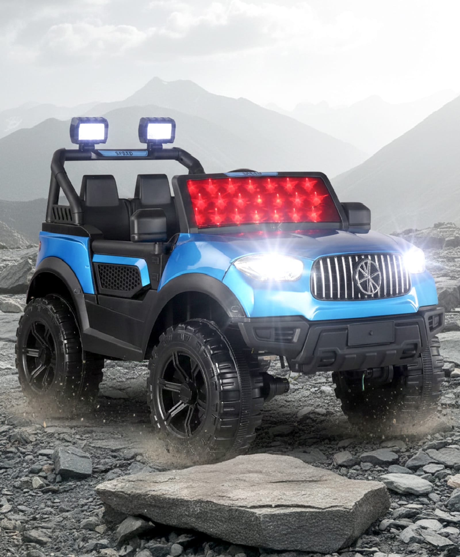 Babyhug Battery Operated Ride on Jeep with LED Lights -Blue| Rechargeable Battery| Openable Doors| Built-in Music & AUX| Remote Control| Easy to Assemble| Forward Reverse & Swing| Indoor Outdoor Toy-image-37