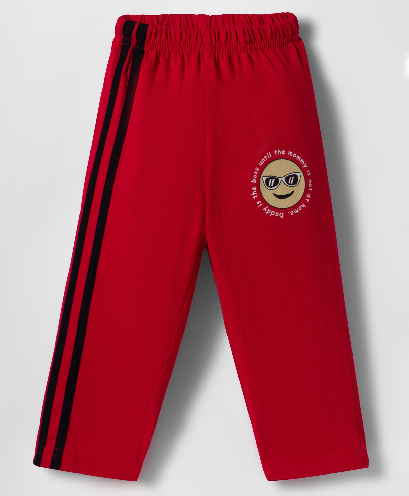 Tango Single Jersey Knit Full Length Lounge Pant with Smiley Print - Red-picture-9