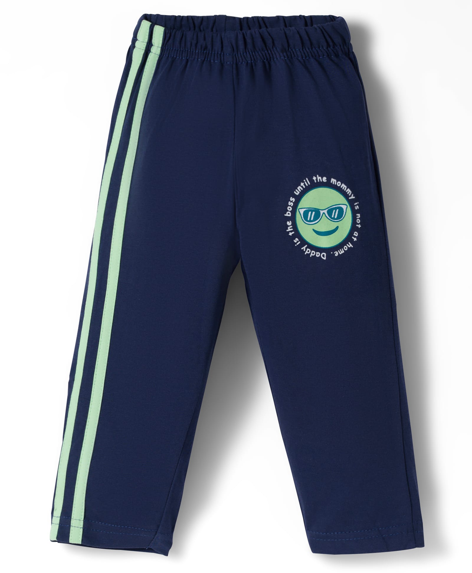 Tango Single Jersey Knit Full Length Lounge Pant with Smiley Print - Navy Blue-image-6