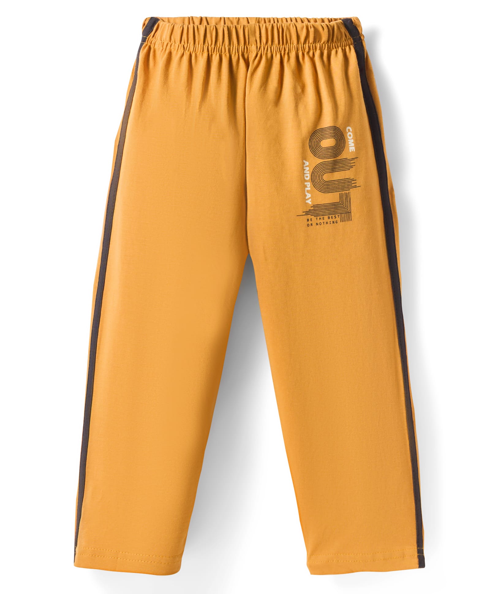 Taeko Single Jersey Knit Full Length Lounge Pant with Text Print - Golden-picture-12