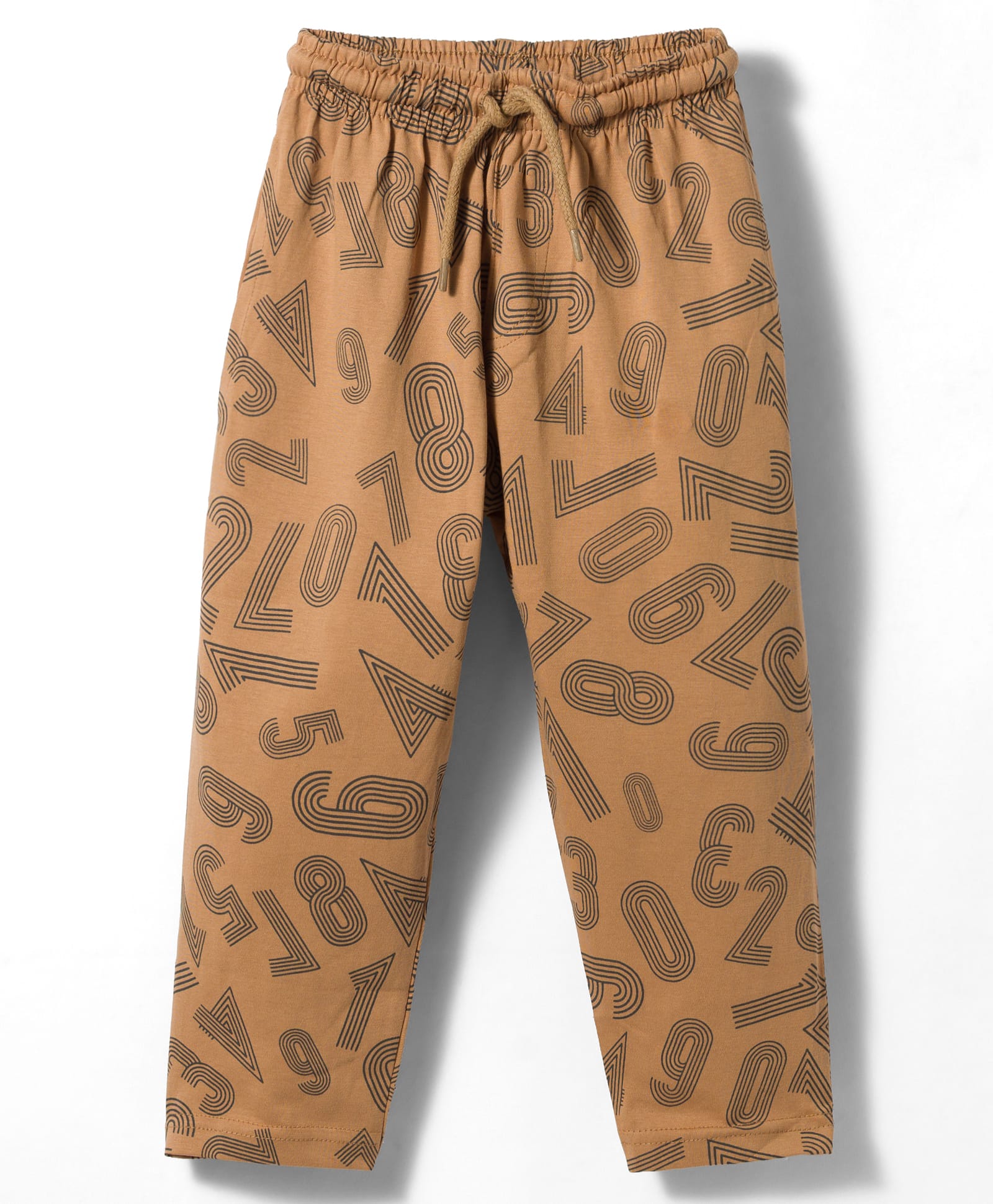 Taeko Single Jersey Knit Full Length Lounge Pant With Text Print - Tan-picture-32