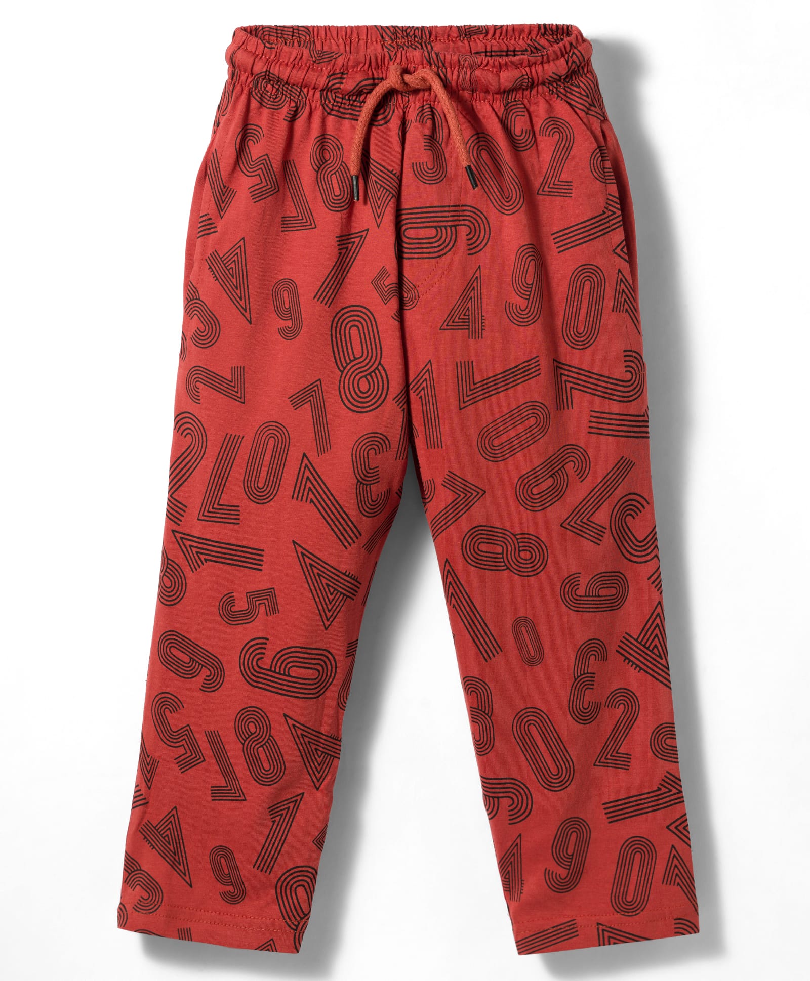 Taeko Single Jersey Knit Full Length Lounge Pant With Text Print - Red-picture-1