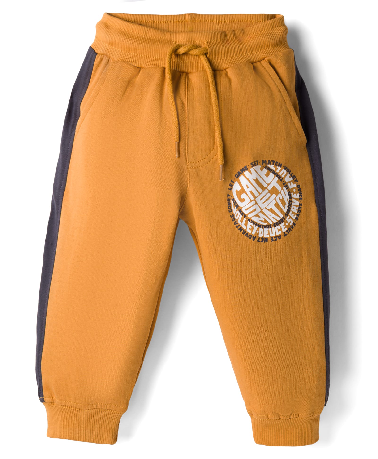 Taeko Looper Knit Full Length Jogger Fit Lounge Pant with Text Print - Golden-image-33