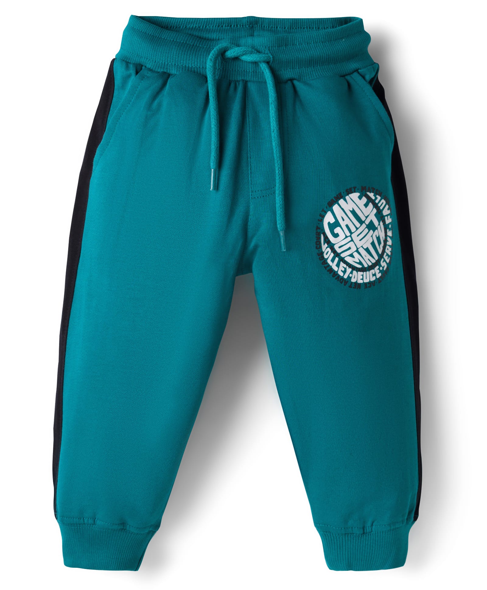 Taeko Looper Knit Full Length Jogger Fit Lounge Pant with Text Print - Teal Blue-picture-26