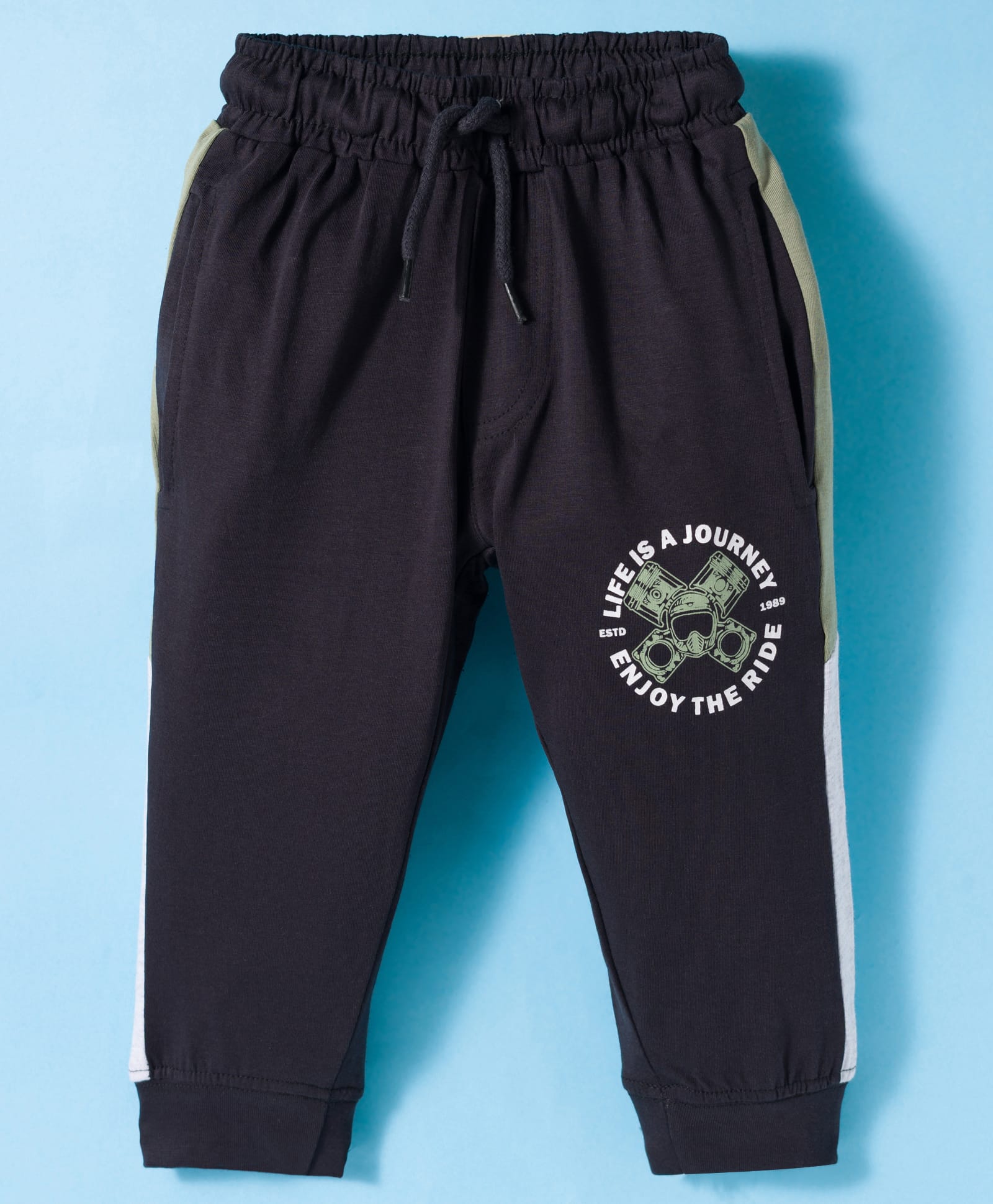 Taeko Single Jersey Knit Full Length Lounge Pant with Text Print - Black-picture-16