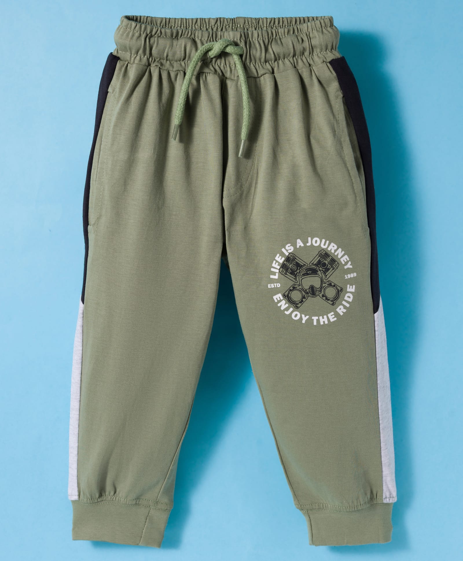 Taeko Single Jersey Knit Full Length Lounge Pant with Text Print - Olive Green-picture-13