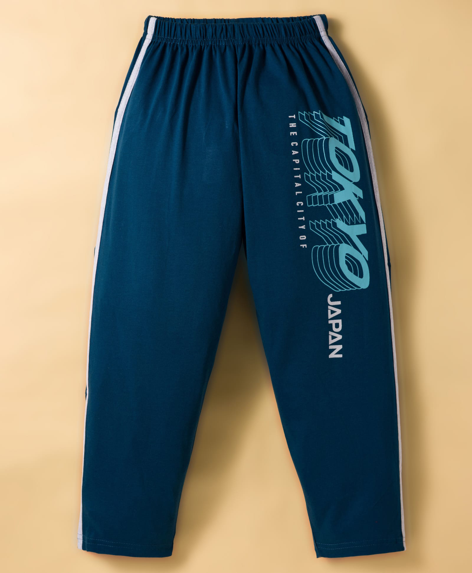 Taeko Single Jersey Knit Full Length Lounge Pant with Text Print - Teal Blue-picture-22