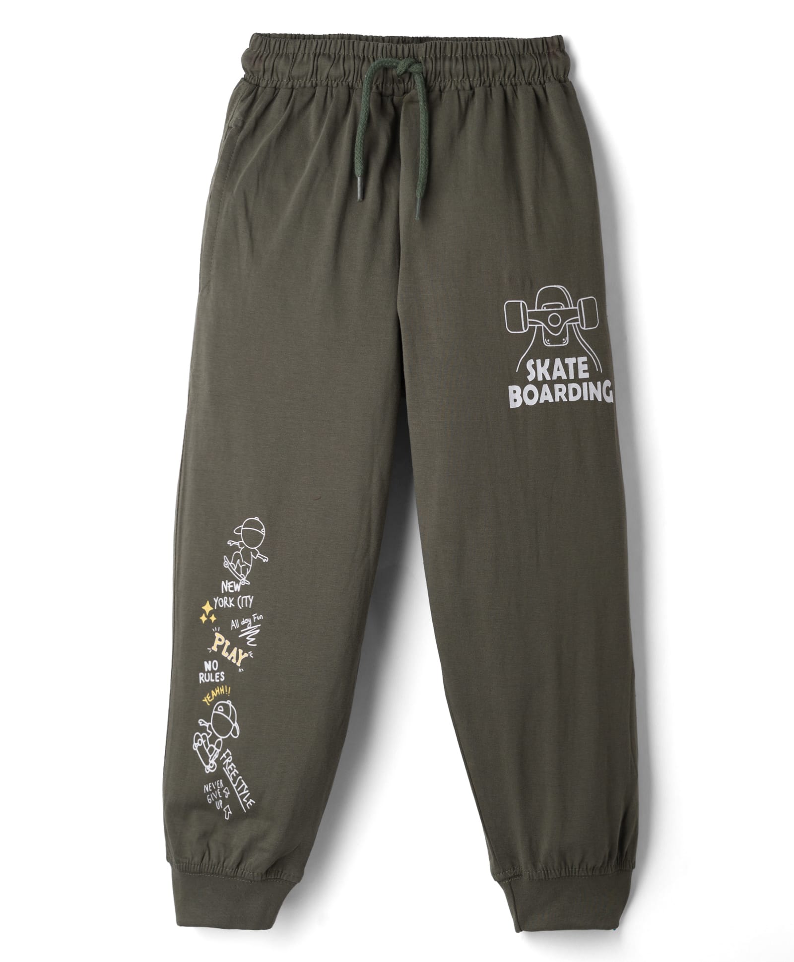 Taeko Single Jersey Knit Full Length Jogger Fit Lounge Pant with Text Print - Green-picture-28