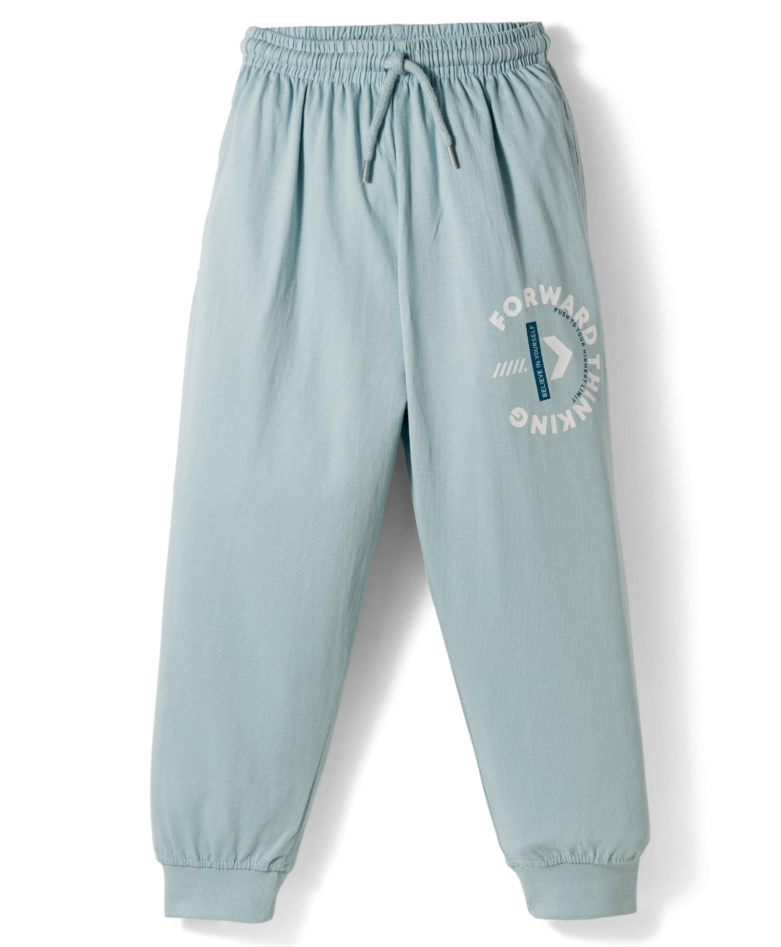 Taeko Single Jersey Knit Full Length Jogger Fit Lounge Pant with Text Print - Light Blue-image-43